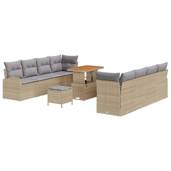 vidaXL Tuin Sofa Set met kussen met opslag 11 pcs Beige en Licht Grijs