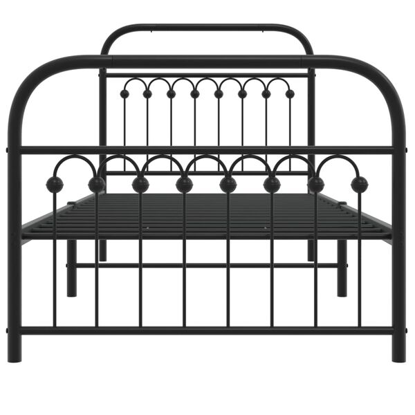 vidaXL Bedframe met hoofd- en voeteneinde metaal zwart 90x190 cm