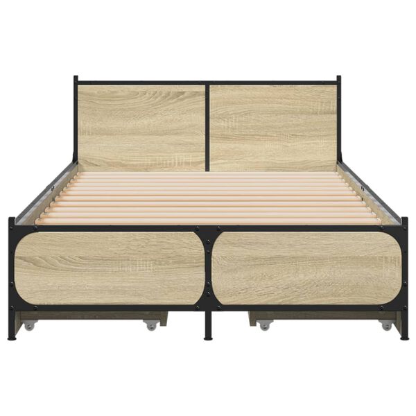 vidaXL Bedframe met lades bewerkt hout sonoma eikenkleurig 90x190 cm