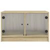 vidaXL Salontafel met glazen deuren 68x50x42 cm sonoma eikenkleurig