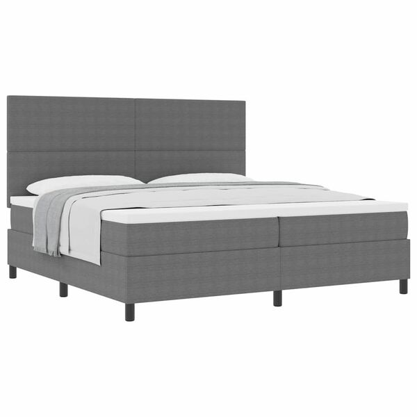 vidaXL Boxspringbed Lichtgrijs en wit. 200 x 200 cm Katoen Stof