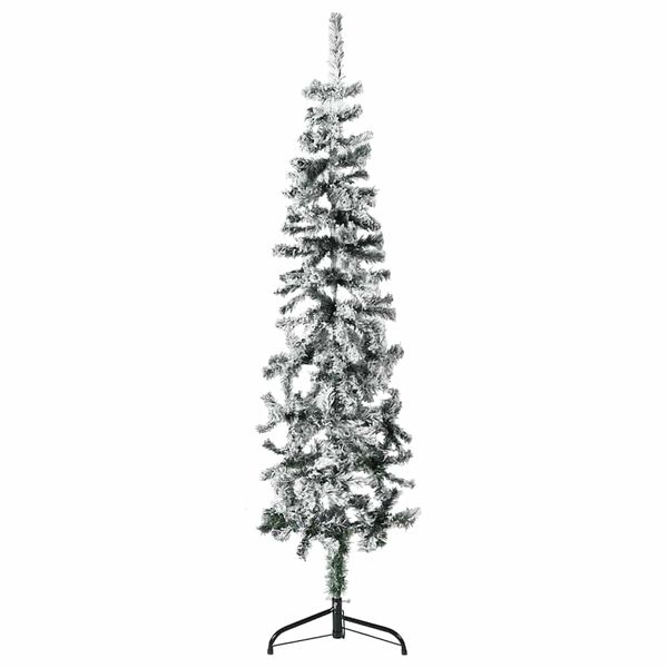 vidaXL Kunstkerstboom half met sneeuw smal 120 cm