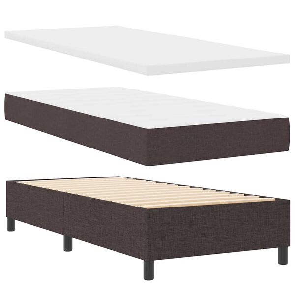 vidaXL Boxspringbed met matras Donkerbruin 90 x 190 cm Stof
