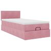vidaXL Ottoman bed met matras en LED's 100x200 cm fluweel roze