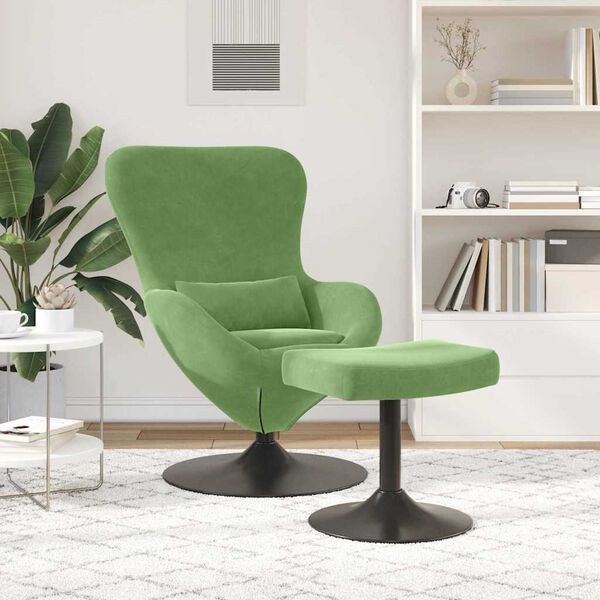vidaXL Egg Chair met Voetsteun Lichtgroen Fluweel