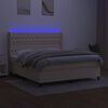 vidaXL Boxspring met matras en LED stof cr&egrave;mekleurig 160x200 cm