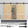 vidaXL Schuifdeur 2 pcs Naturel en Zwart Massief grenenhout