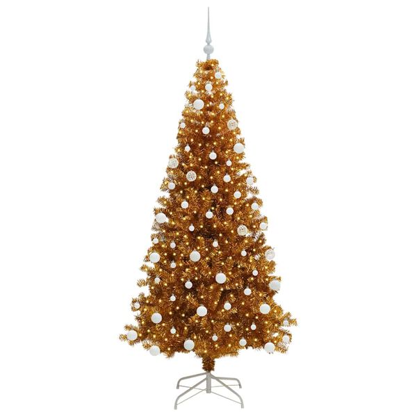 vidaXL Kerstboom met 300 LED met standaard Goud 180 cm PET