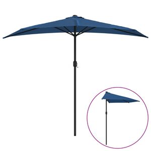 vidaXL Balkonparasol half met aluminium paal 270x144x222 cm blauw