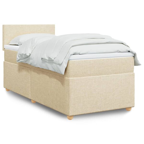 vidaXL Boxspring met matras stof cr&egrave;mekleurig 80x200 cm