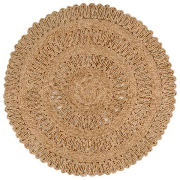 vidaXL Tapijt rond 90 cm gevlochten jute