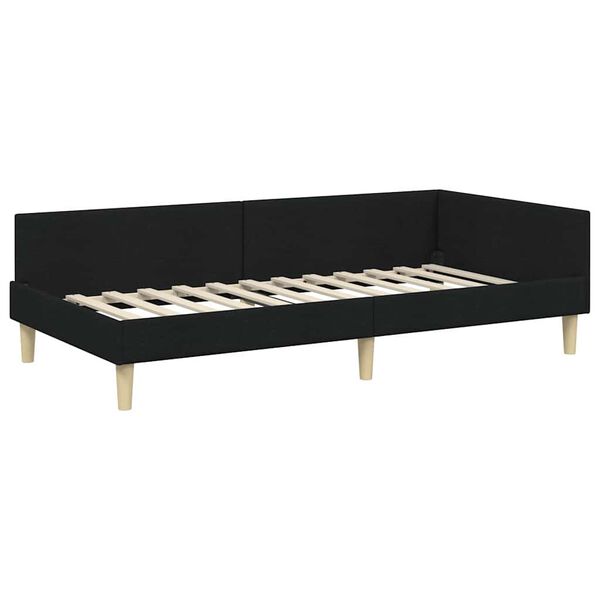vidaXL Hoekbedframe met hoofdeinde Zwart 90 x 190 cm Stof
