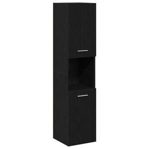 vidaXL Badkamer Kast Zwart Eiken 30 x 30 x 130 cm Bewerkt hout