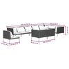 vidaXL 10-delige Loungeset met kussens poly rattan donkergrijs