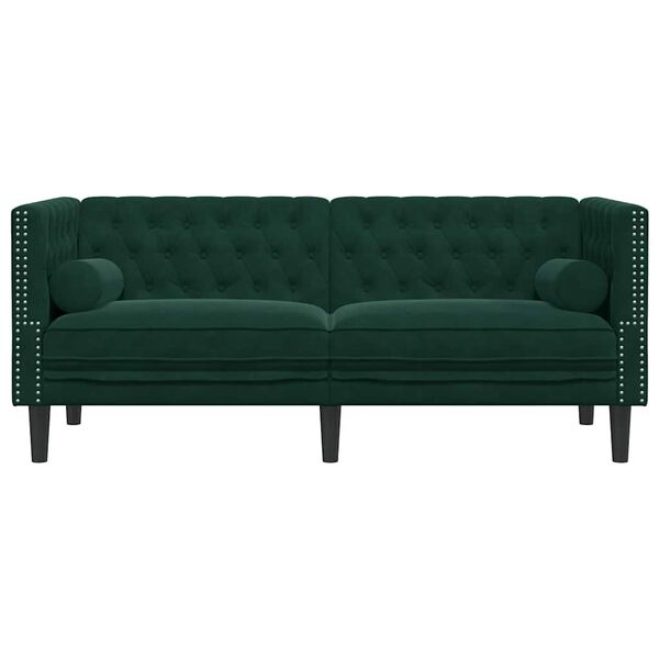 vidaXL Tweezitsbank Chesterfield-stijl en bolsters fluweel donkergroen