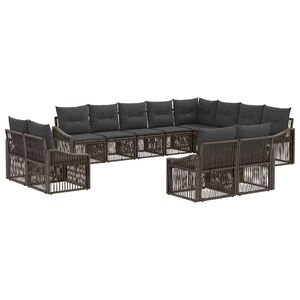 vidaXL Tuinbankenset 12 st 12-zits Grijs poly rattan
