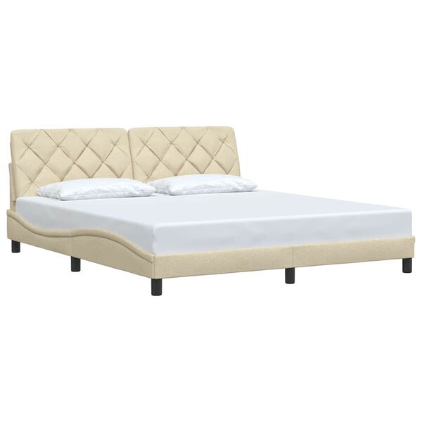 vidaXL Bedframe zonder matras stof cr&egrave;mekleurig 180x200 cm