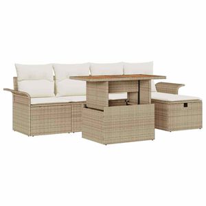 vidaXL Tuin Sofa Set 6 pcs Beige poly rattan