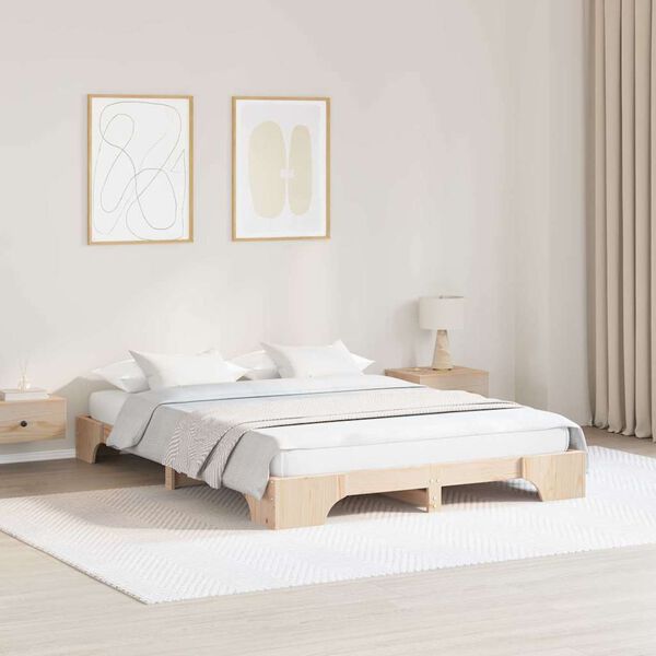 vidaXL Bedframe Naturel 160 x 200 cm Massief grenenhout