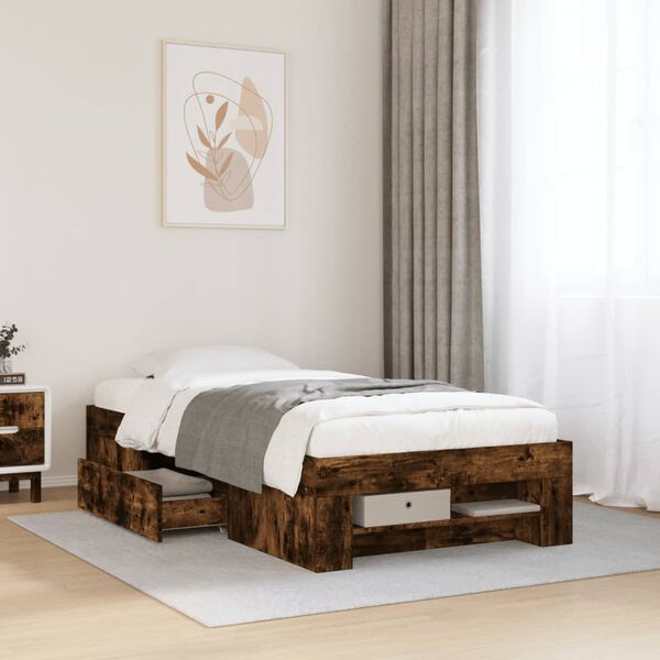 vidaXL Bedframe zonder matras hout gerookt eikenkleurig 100x200 cm