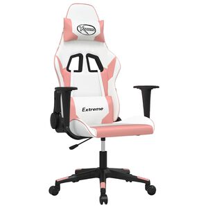 vidaXL Gamestoel kunstleer wit en roze