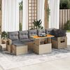 vidaXL 8-delige Loungeset met kussens poly rattan beige
