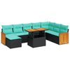 vidaXL 11-delige Loungeset met kussens poly rattan acacia zwart