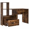 vidaXL Bureau Gerookt eiken 131,5 x 50 x 106,5 cm Bewerkt hout