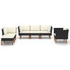 vidaXL 6-delige Loungeset poly rattan en eucalyptushout zwart
