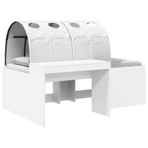 vidaXL Hoge Bed Frame met Bureau voor Kinderen 3 st Wit Bewerkt hout