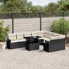 vidaXL 10-delige Loungeset met kussens poly rattan zwart