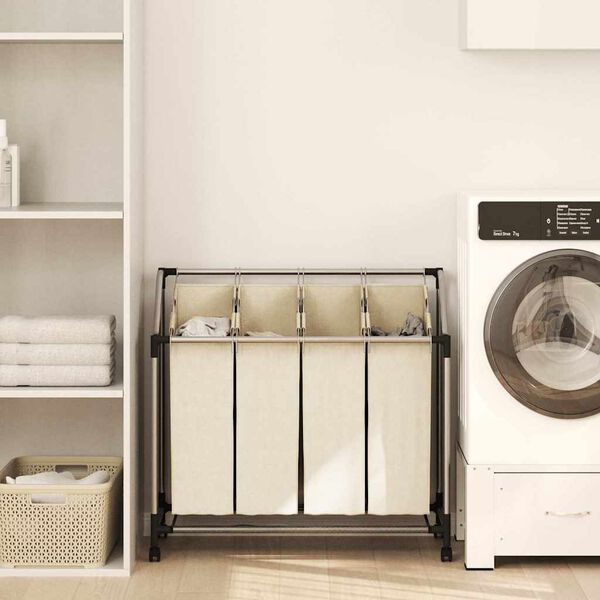 vidaXL Wassorteerder met 4 zakken staal crème