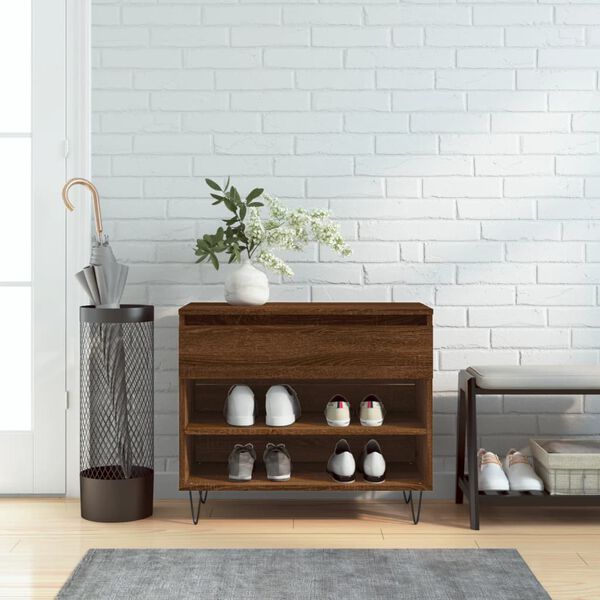 vidaXL Schoenenkast 70x36x60 cm bewerkt hout bruin eikenkleur