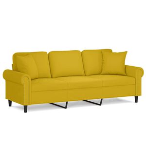 vidaXL Driezitsbank met sierkussens 180 cm fluweel geel