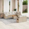vidaXL 10-delige Loungeset met kussens poly rattan beige