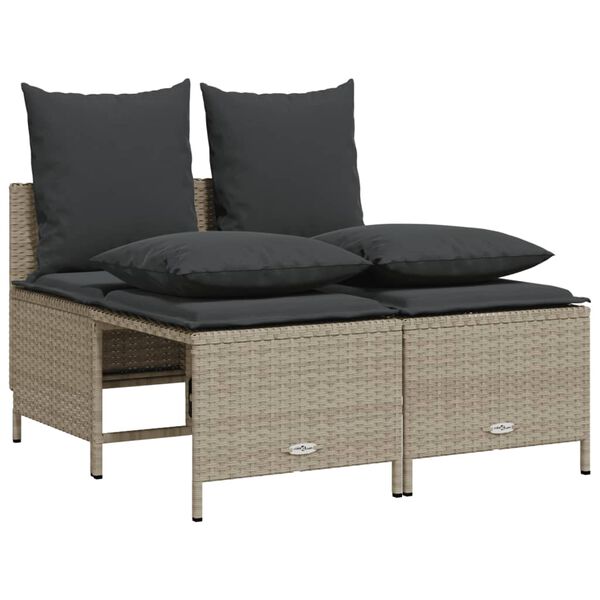 vidaXL 5-delige Loungeset met kussens poly rattan lichtgrijs