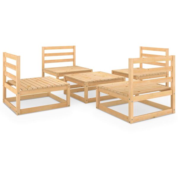 3075264 vidaXL 5- delige Tuin Lounge Set Massief Hout Grenen