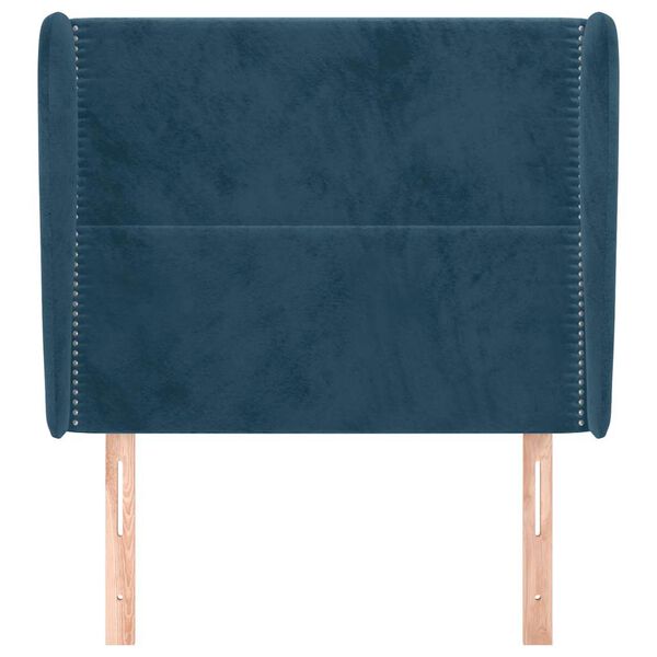 vidaXL Hoofdbord met randen 103x23x118/128 cm fluweel donkerblauw