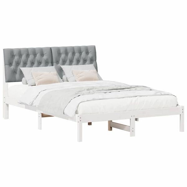 vidaXL Bedframe Lichtgrijs 140 x 190 cm Massief grenenhout