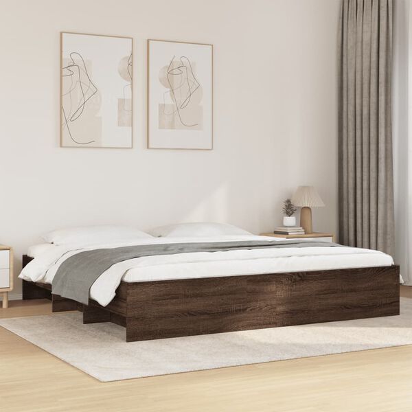 vidaXL Bedframe zonder matras 200x200 cm spaanplaat bruin eikenkleurig
