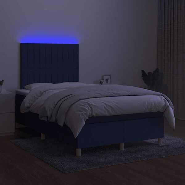 vidaXL Boxspring met matras en LED stof blauw 120x190 cm