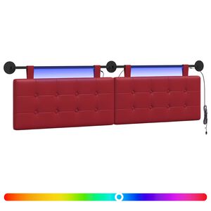 vidaXL Hangend hoofdbord Met LED-verlichting Wijnrood Kunstleer