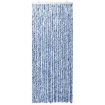 vidaXL Vliegengordijn 90x220 cm chenille blauw, wit en zilver