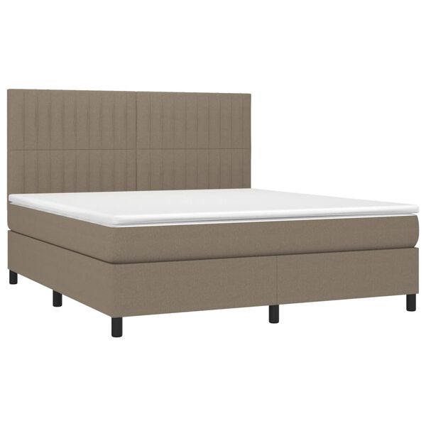 vidaXL Boxspring met matras en LED stof taupe 160x200 cm