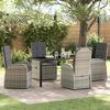 vidaXL Tuin eettafelset met kussen 5 pcs Grijs poly rattan