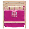 vidaXL Kinderhoogslaper met gordijnen 90x200 cm grenenhout roze