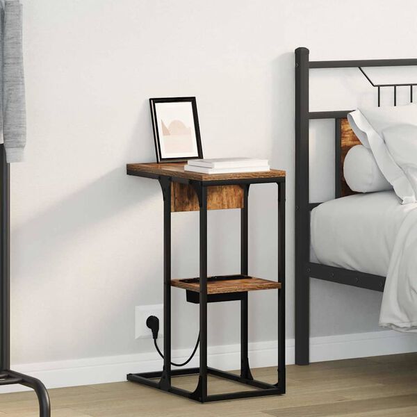 vidaXL Nachtkastje Gerookt eiken 41,5 x 26 x 60,5 cm Bewerkt hout