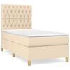 vidaXL Boxspring met matras stof cr&egrave;mekleurig 90x190 cm