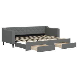 vidaXL Slaapbank onderschuifbed en lades 80x200 cm stof donkergrijs