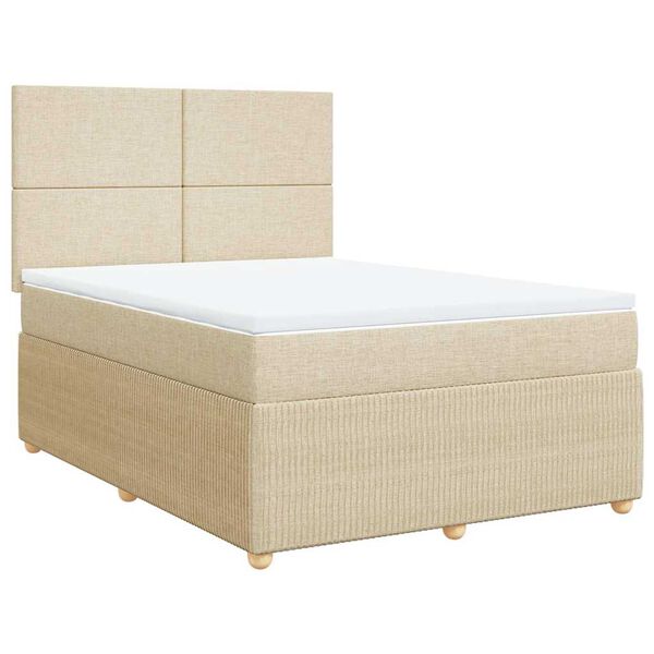 vidaXL Boxspring met matras stof cr&egrave;mekleurig 160x200 cm